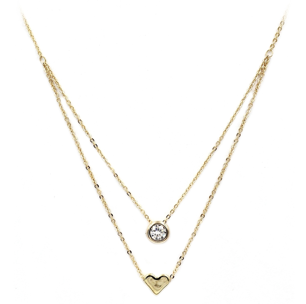 Gold small love circle crystal necklace